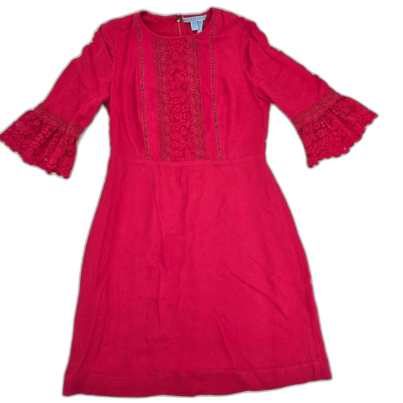 Draper James Hot Pink Flared Lace Sleeves Dress Size 4 - Picture 1 of 5